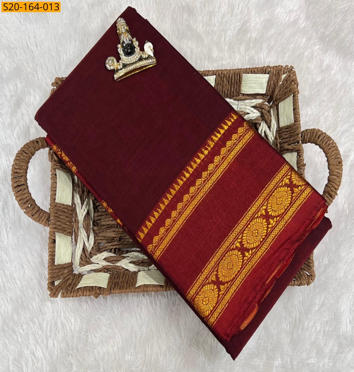 Maroon Traditional narayanpet drapes saree