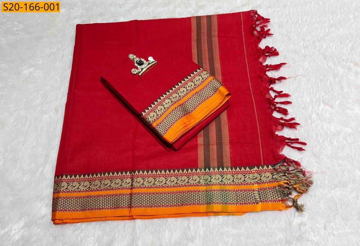 Red COTTON  NARAYANPETH DRESS MATERIAL