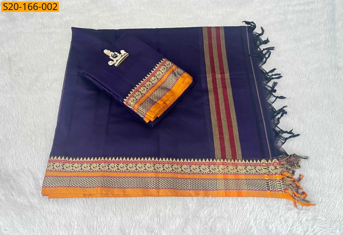 Navy blue COTTON  NARAYANPETH DRESS MATERIAL