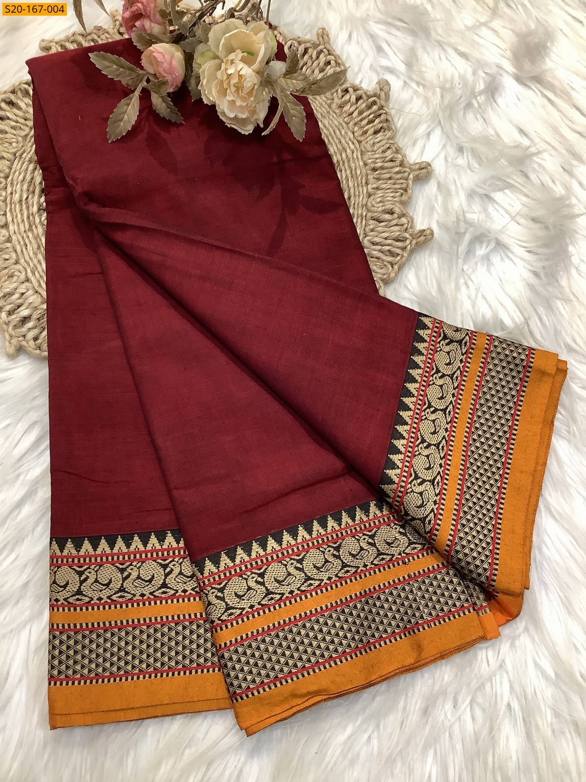 Maroon Narayanpet saree