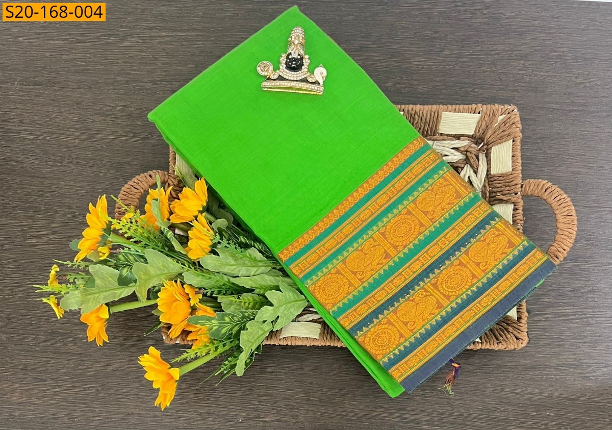 Parrot green Pure Narayanpet saree