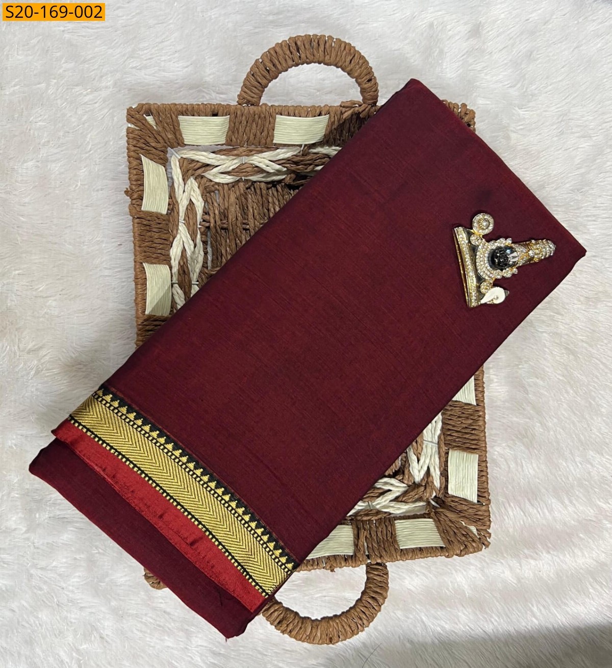 Maroon Narayanpet mercerized cotton saree