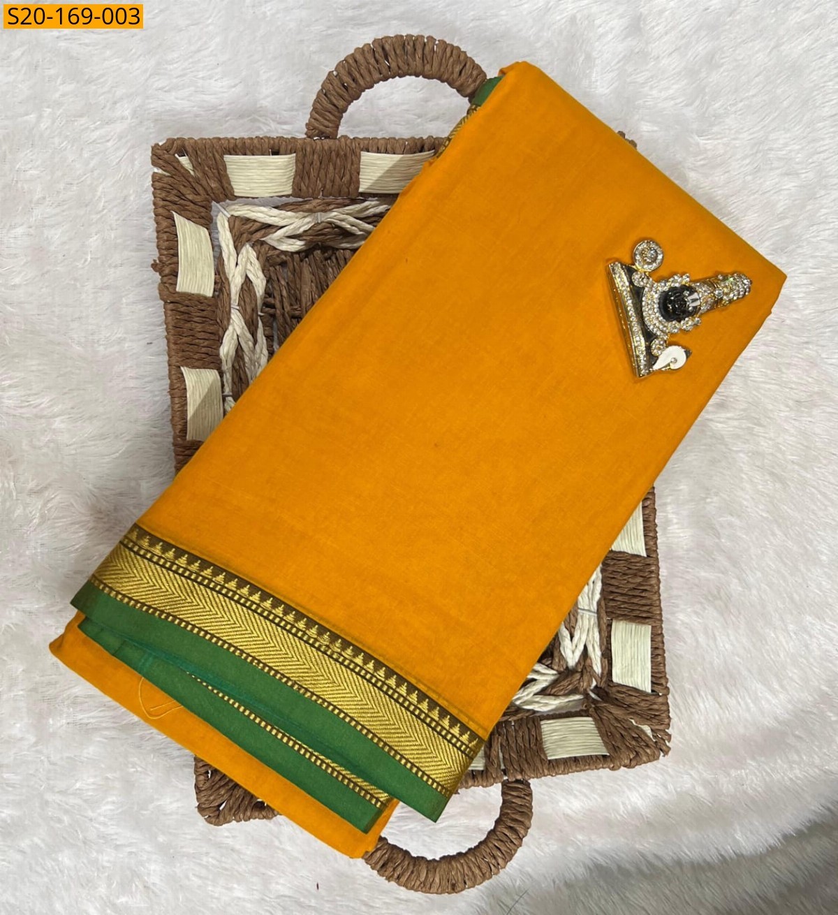 Yellow Narayanpet mercerized cotton saree