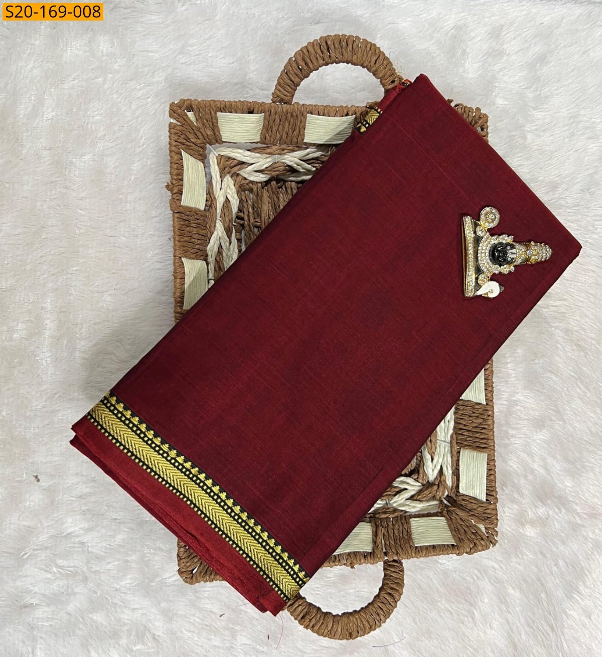 Maroon Narayanpet mercerized cotton saree