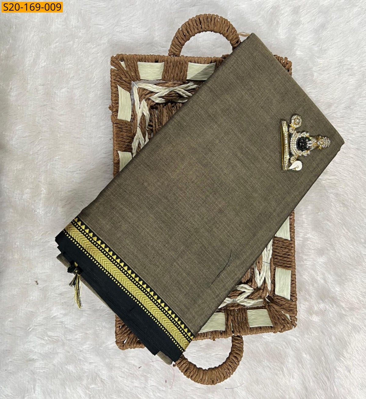 Gray Narayanpet mercerized cotton saree