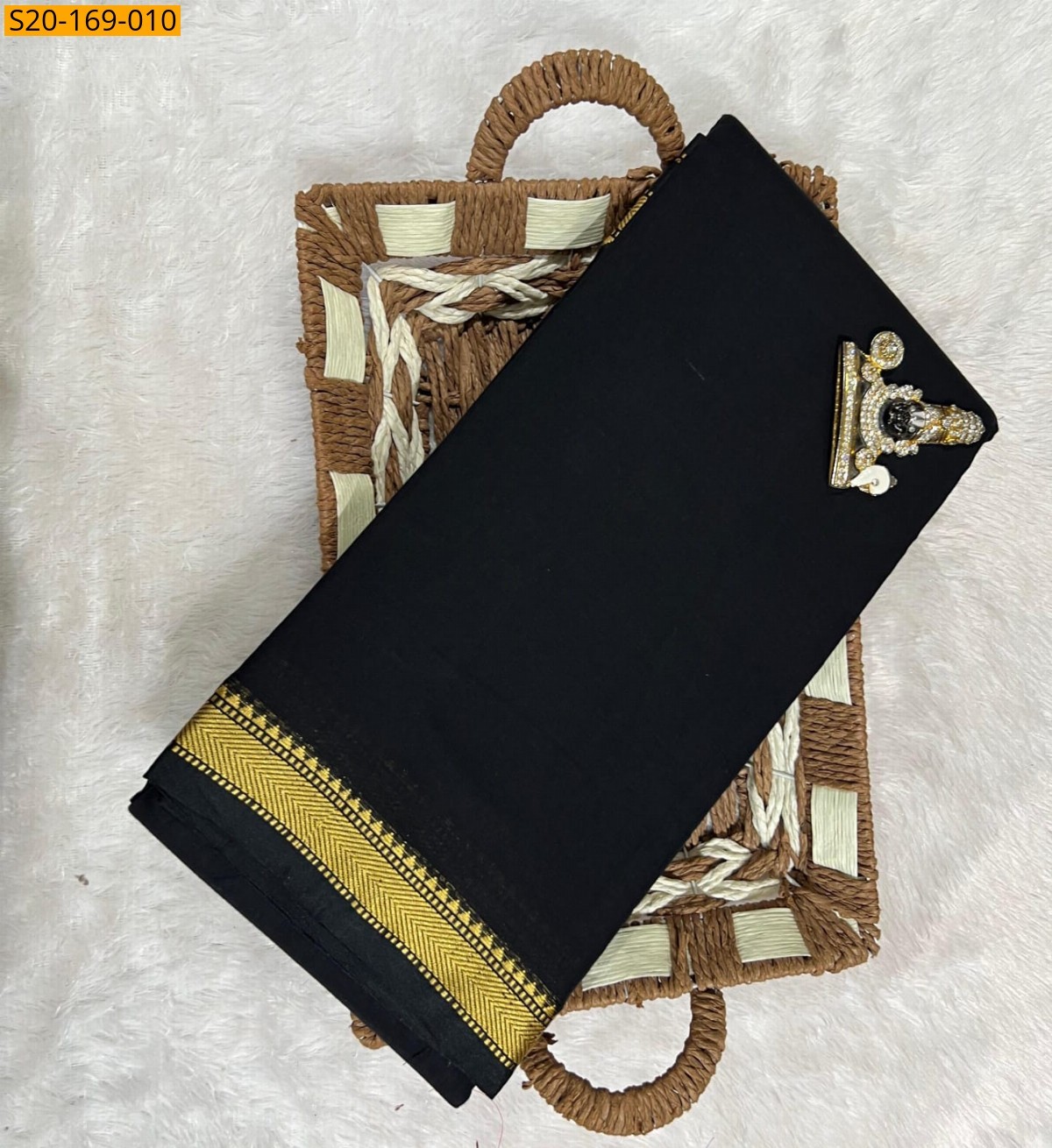 Black Narayanpet mercerized cotton saree