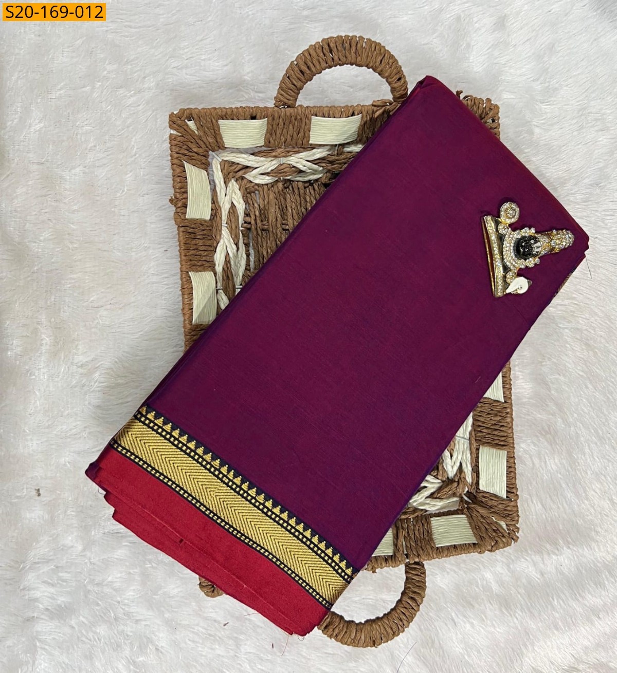 Maroon Narayanpet mercerized cotton saree