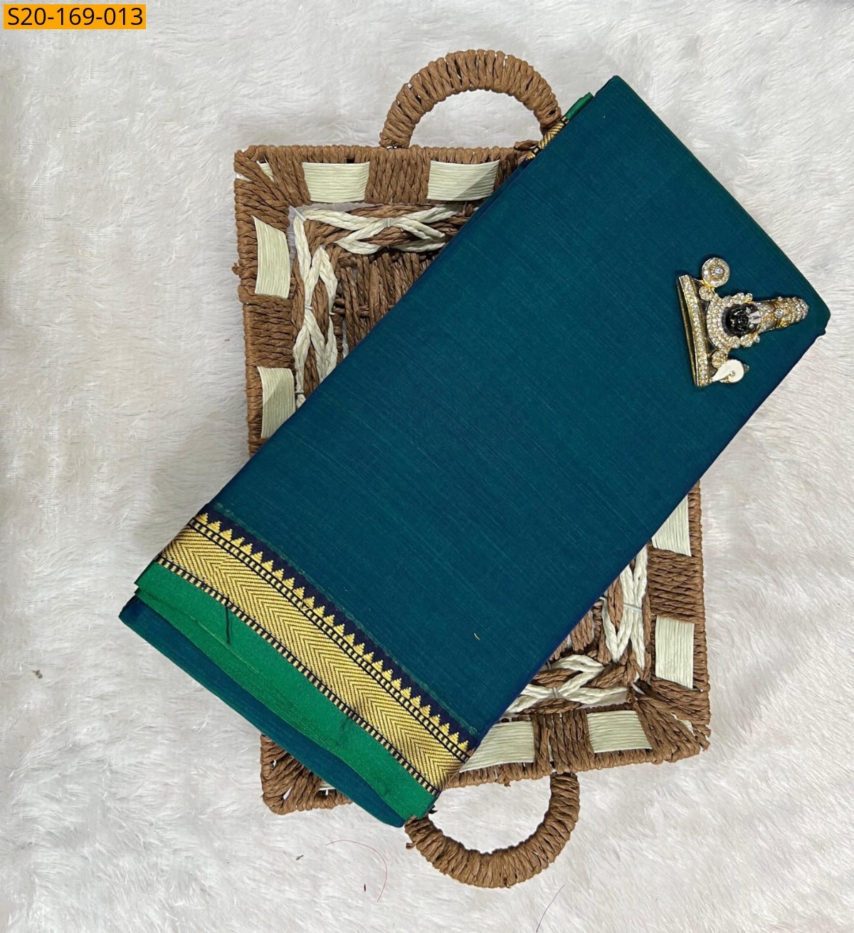 Blue Narayanpet mercerized cotton saree