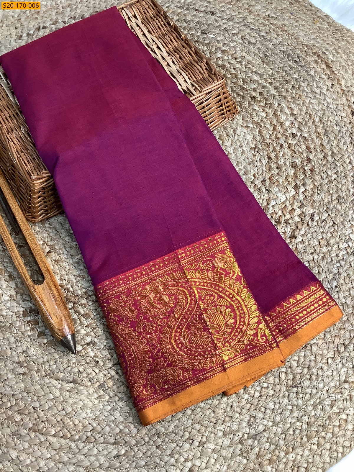 Purple Narayanpet mercerized cotton saree
