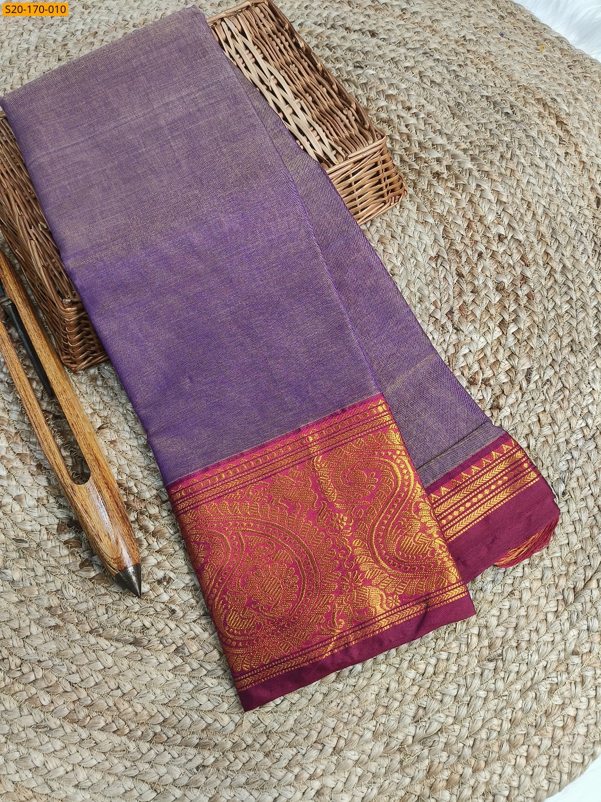 Light Lavendar Narayanpet mercerized cotton saree