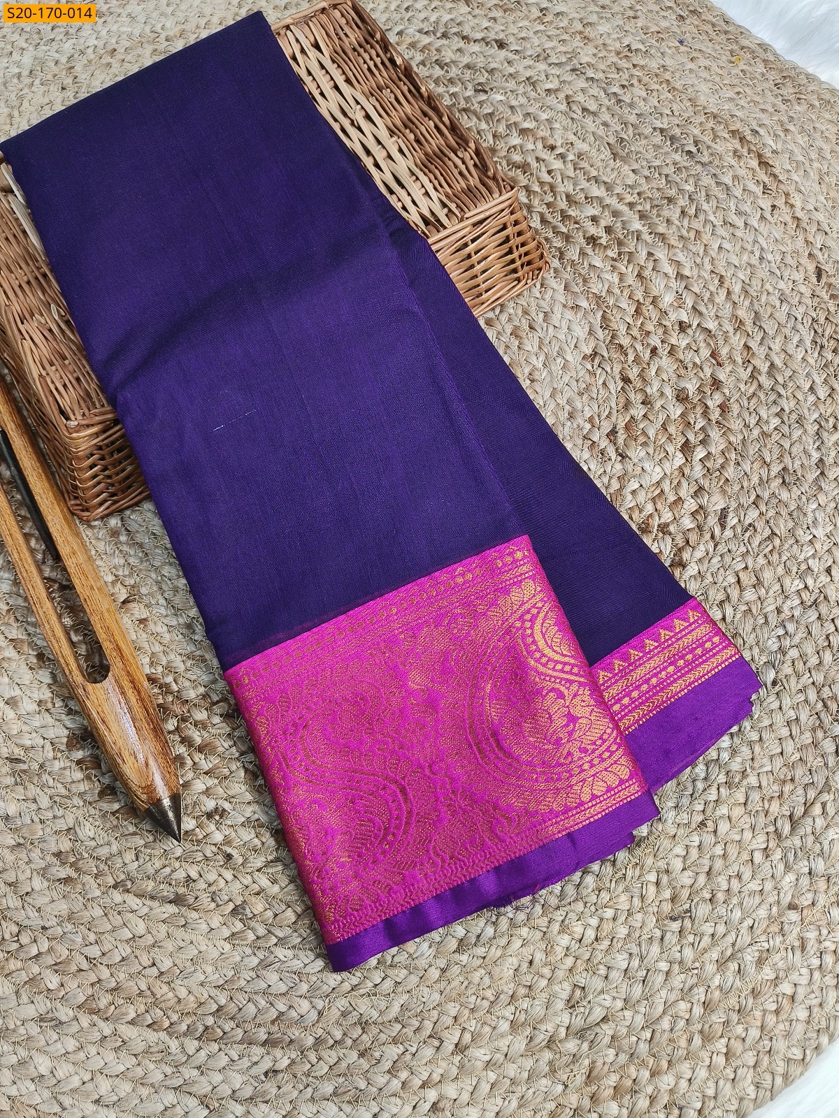 Dark Purple Narayanpet mercerized cotton saree