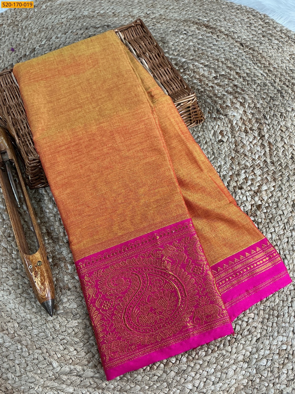  Mustard yellow Narayanpet mercerized cotton saree