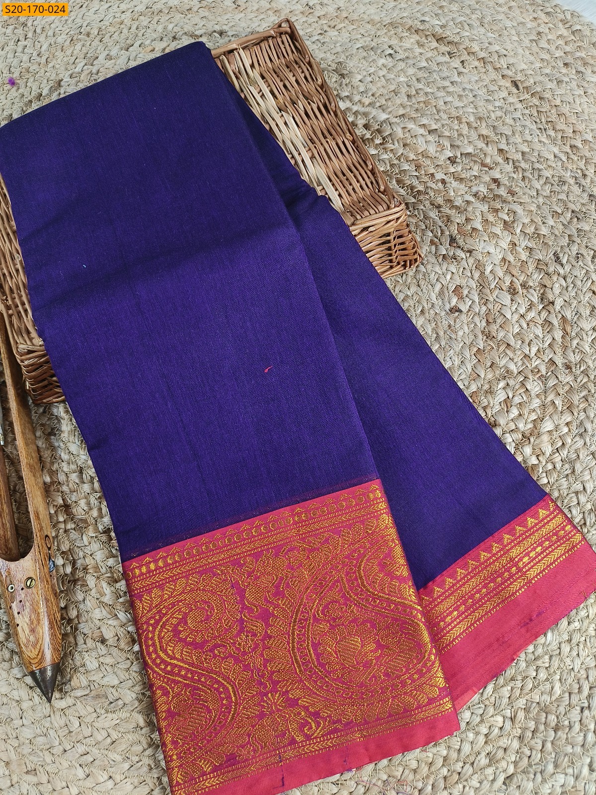Purple Narayanpet mercerized cotton saree