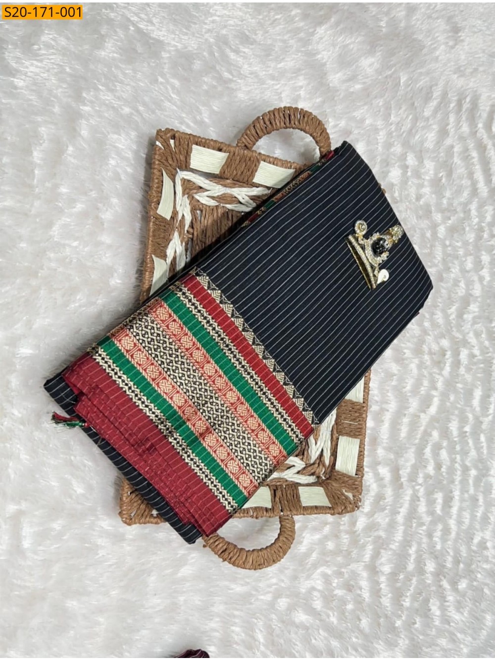 Striped mercerized cotton saree