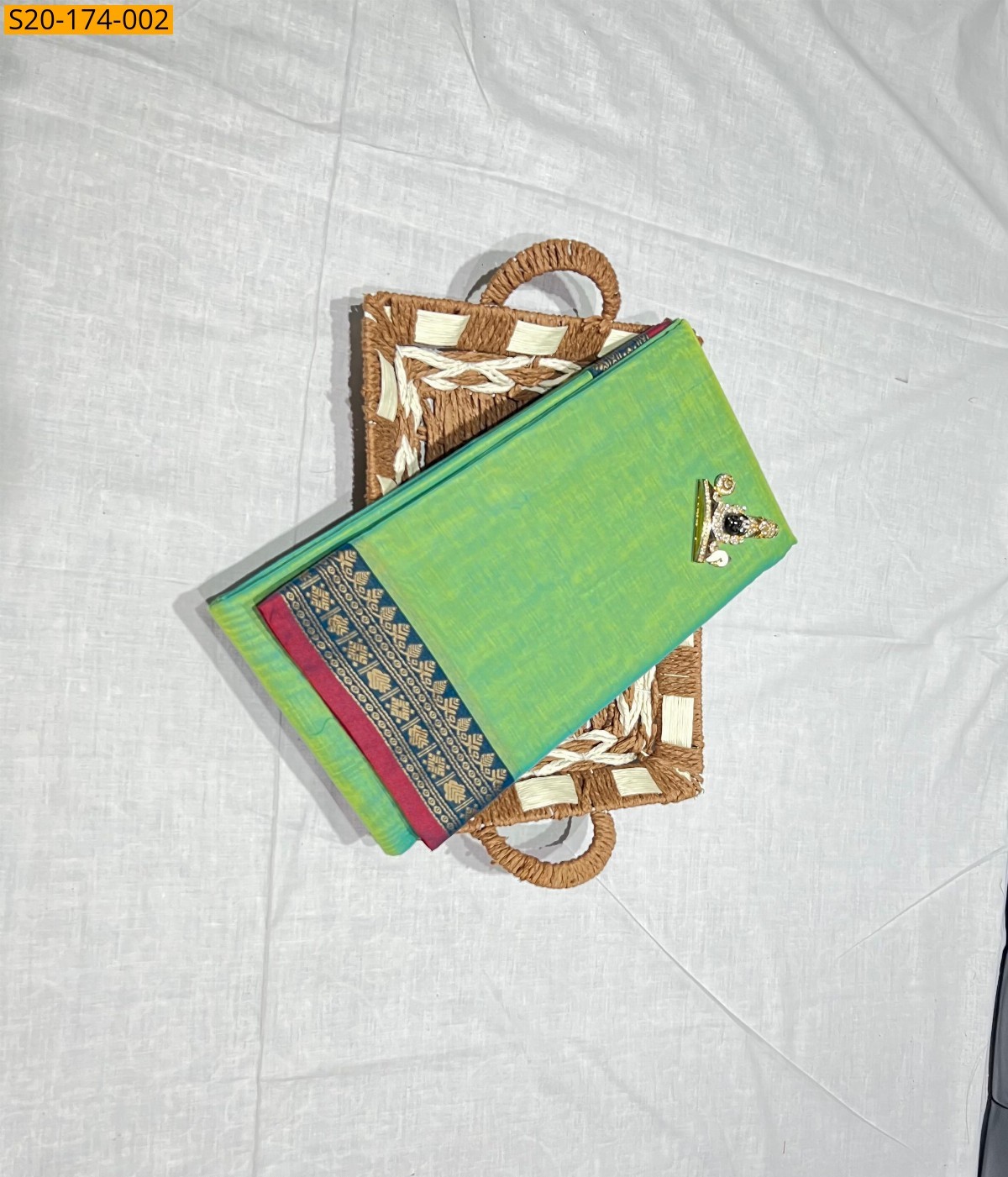 Green Pure Mercerised Cotton saree