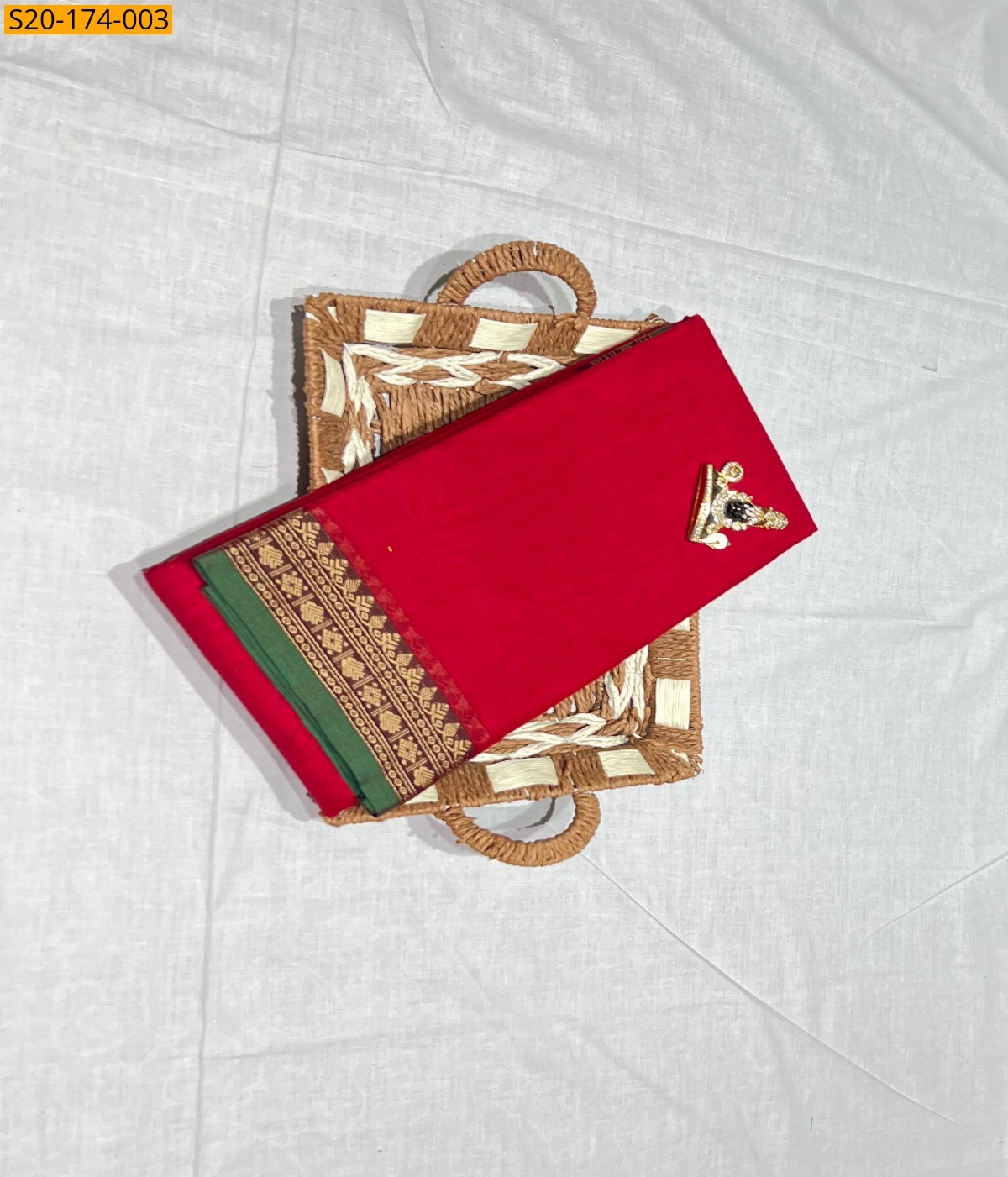 Red Pure Mercerised Cotton saree