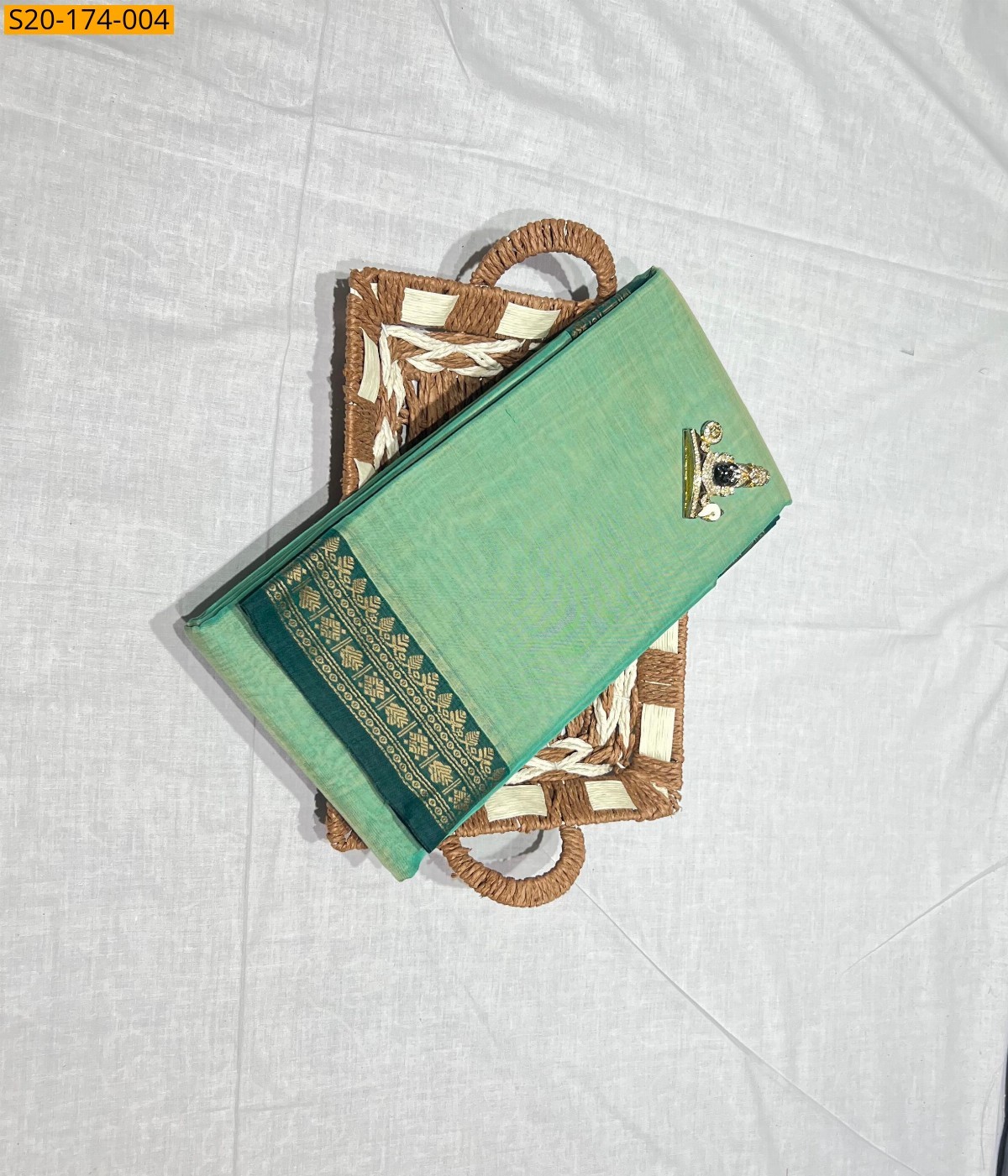 Green Pure Mercerised Cotton saree