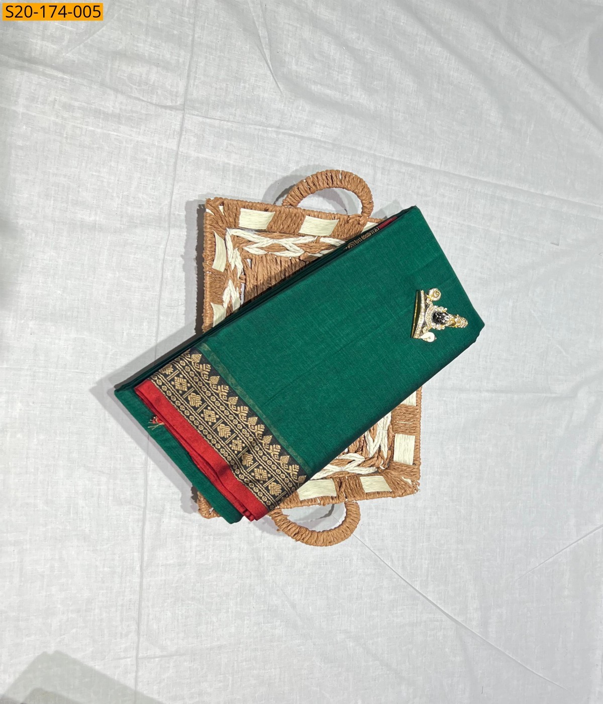 Green Pure Mercerised Cotton saree
