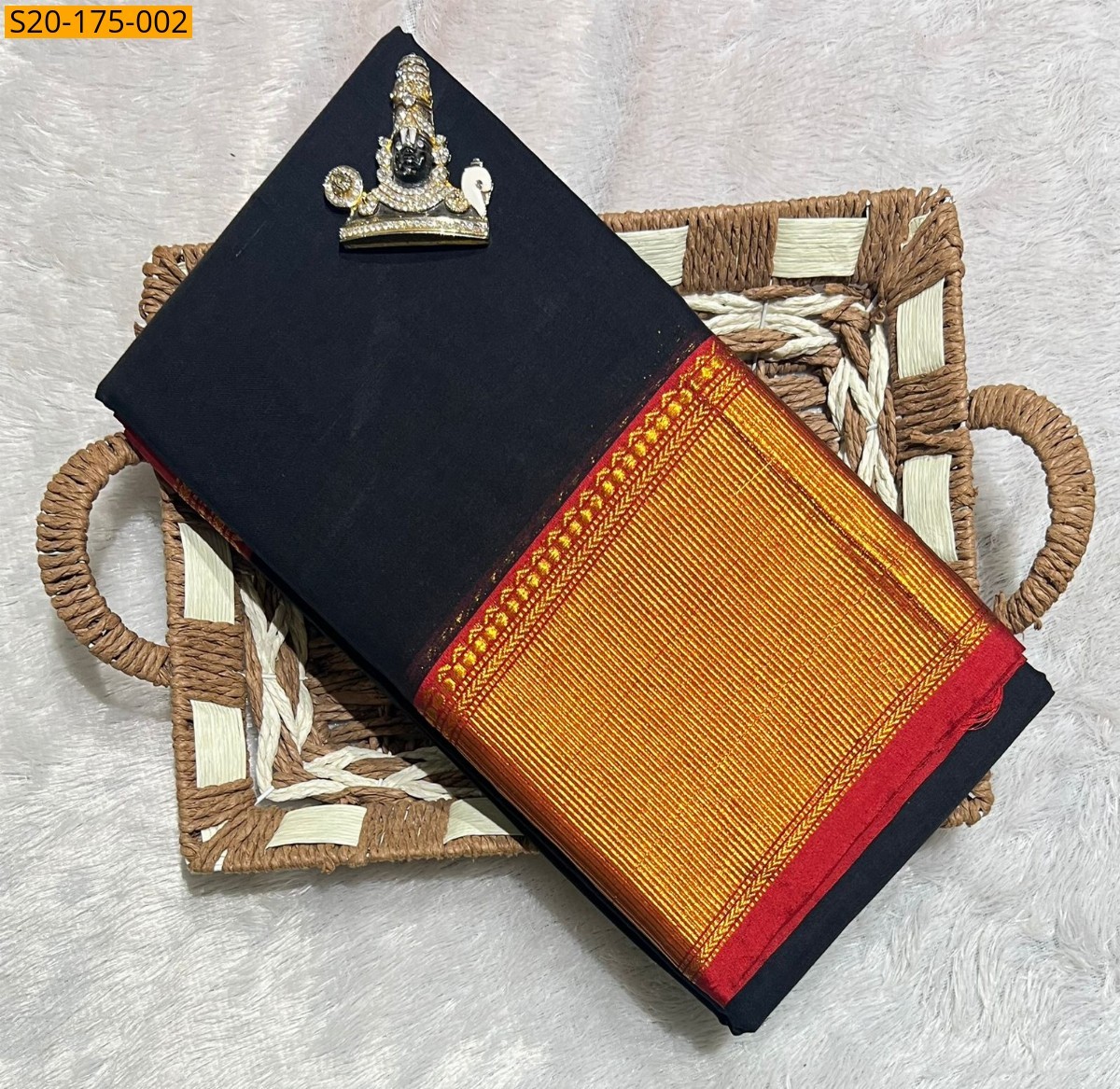 Black Pure Mercerised Cotton saree