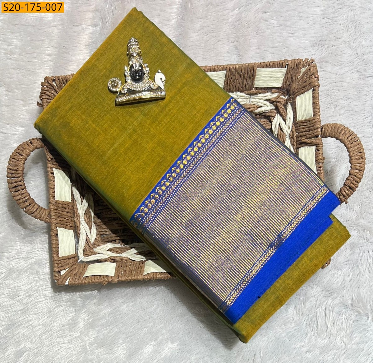 Mustard Yellow Pure Mercerised Cotton saree