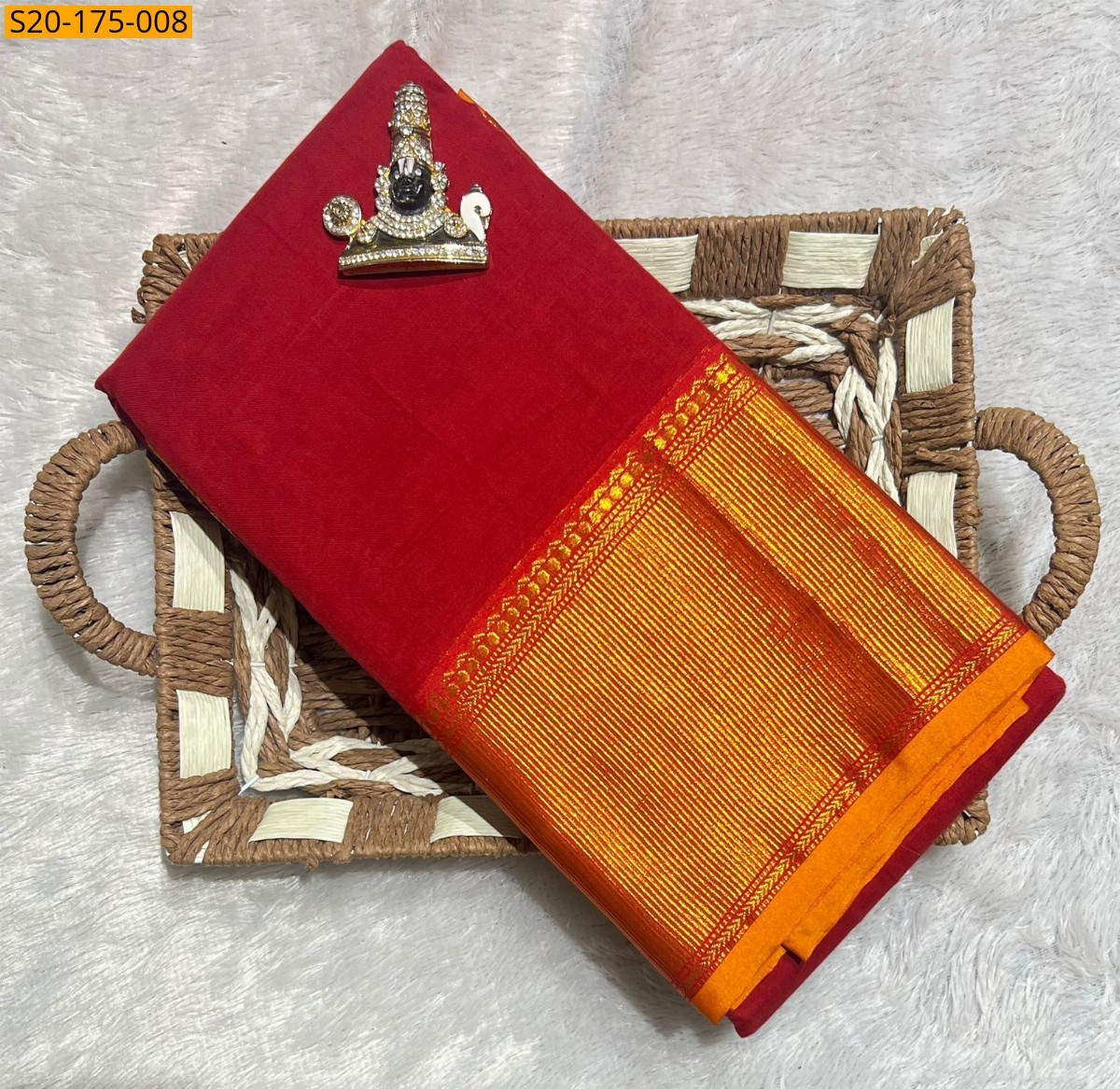 Red Pure Mercerised Cotton saree