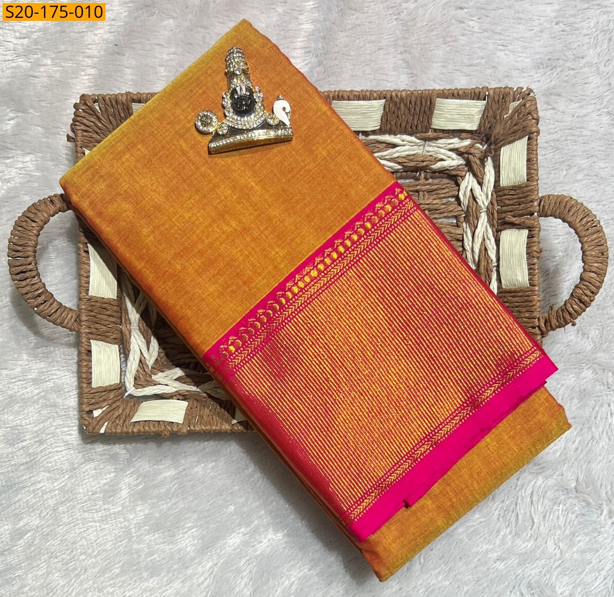 Mustard Yellow Pure Mercerised Cotton saree