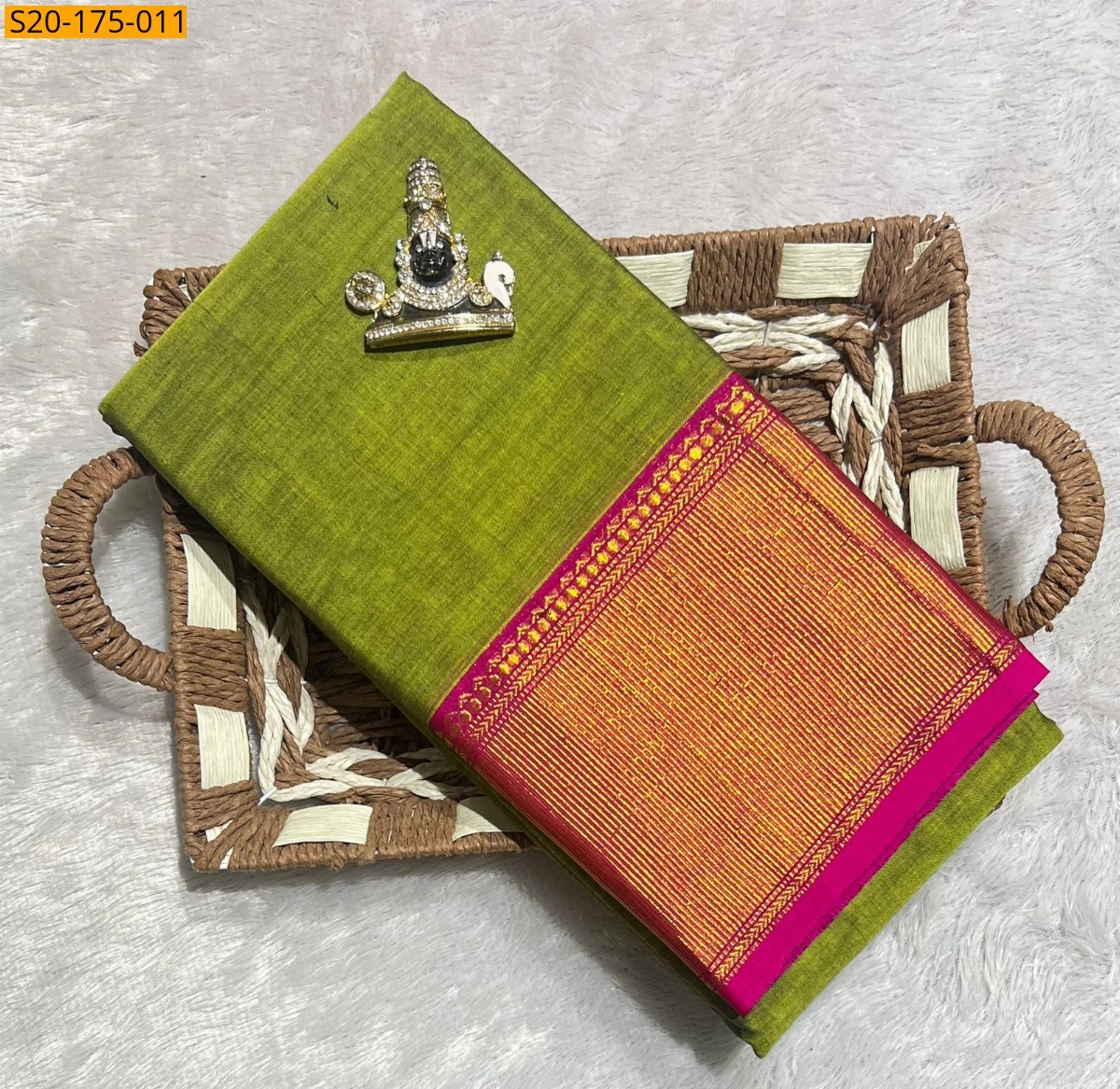 Green Pure Mercerised Cotton saree