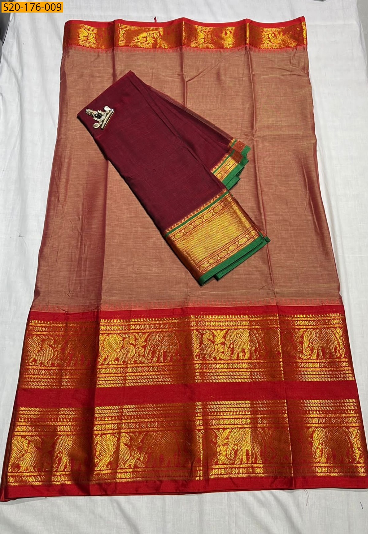 Beige Pure Mercerised Cotton Lehangas