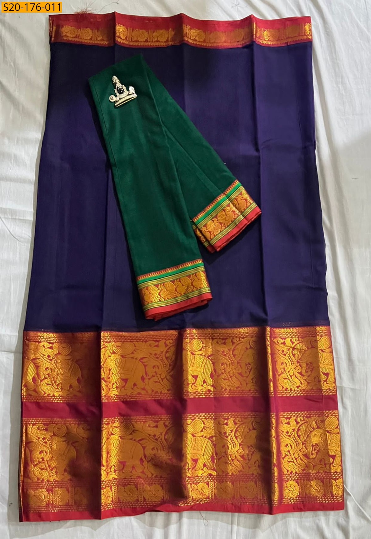 Navy Blue Pure Mercerised Cotton Lehangas