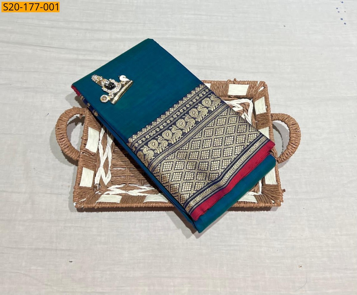 Blue Pure Handwooven Narayanpeth Border Saree