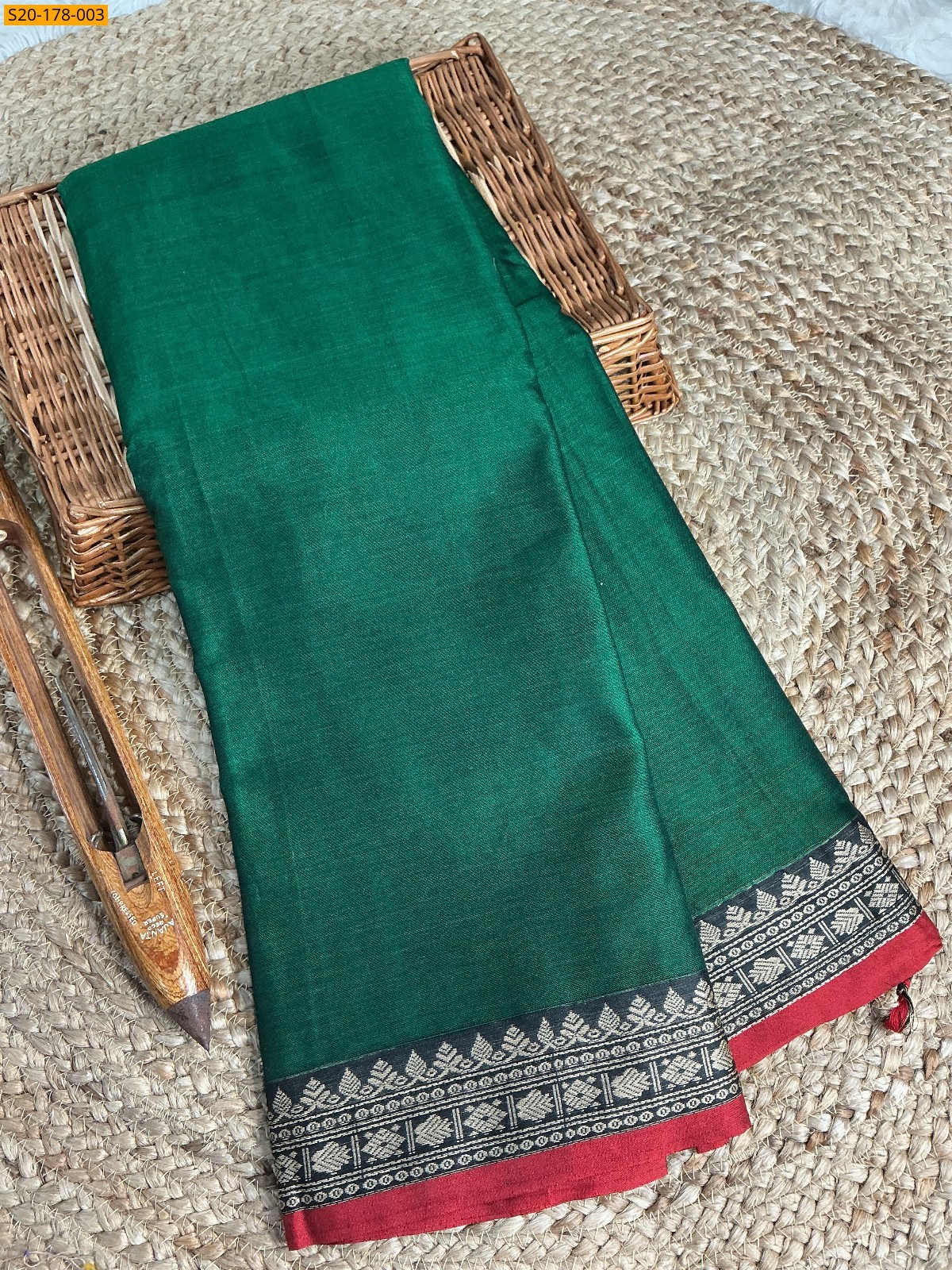 Pure Narayanpet saree - Dark Green