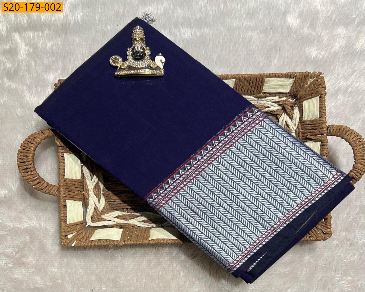 Navy Blue Traditional Narayanpet Saree