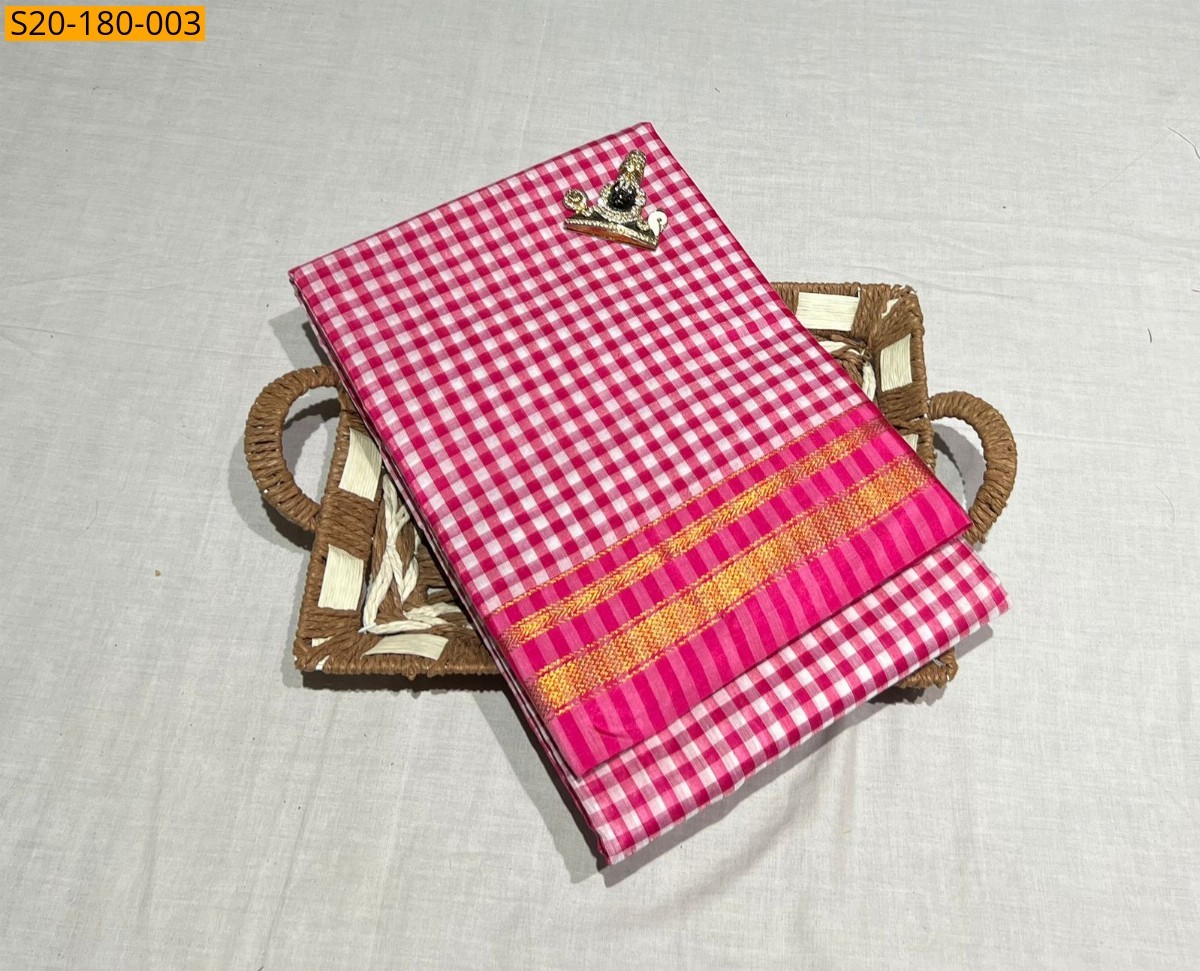 Pink Traditional Cotton Sarees