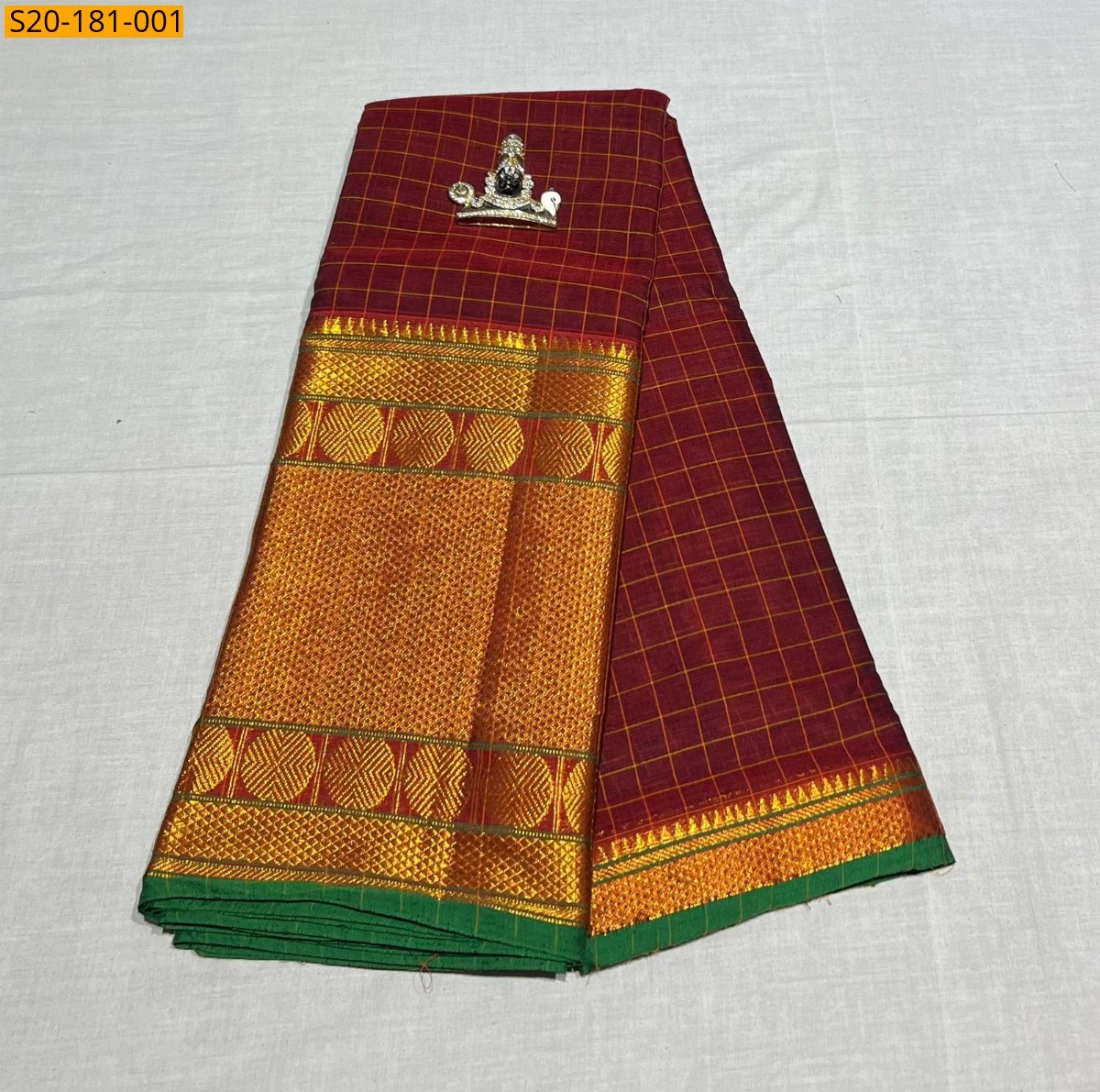 Maroon Handwooven Narayanpeth Border Saree