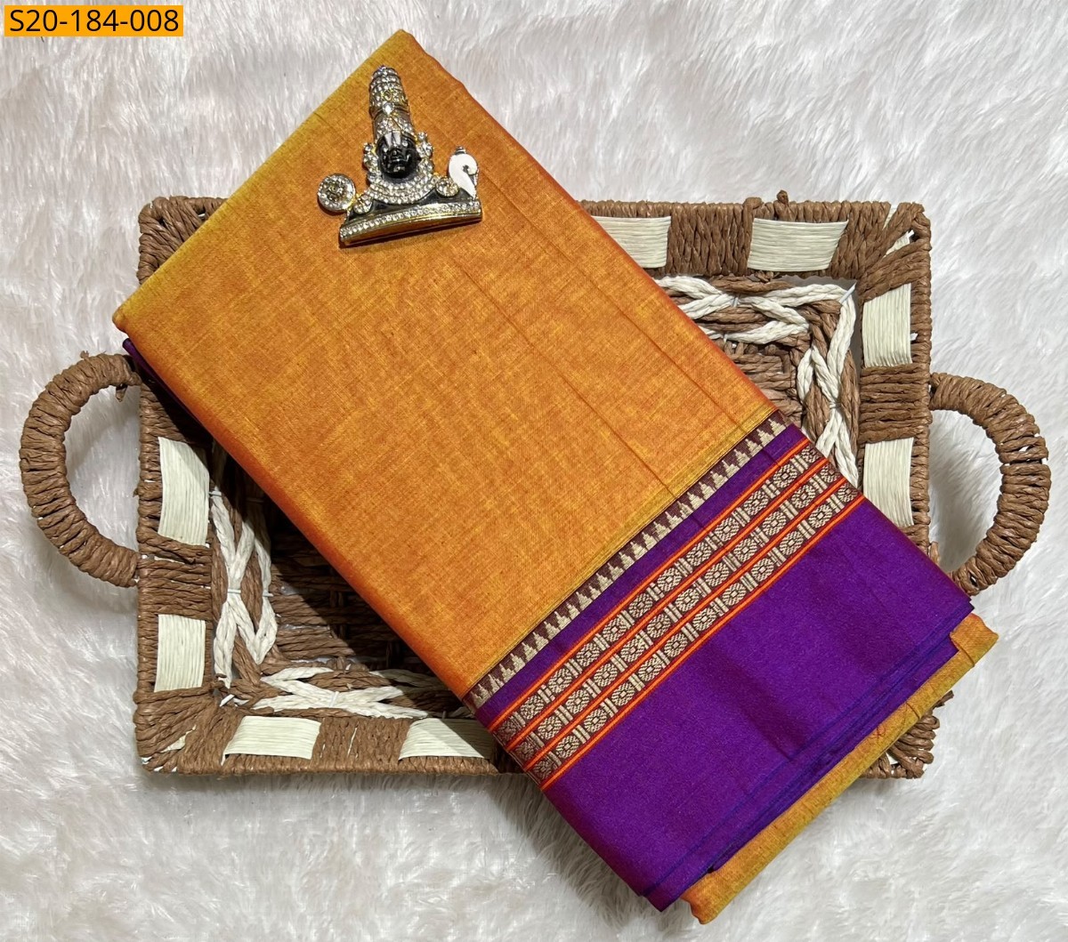 Orange Fancy Traditional Narayanpet Saree