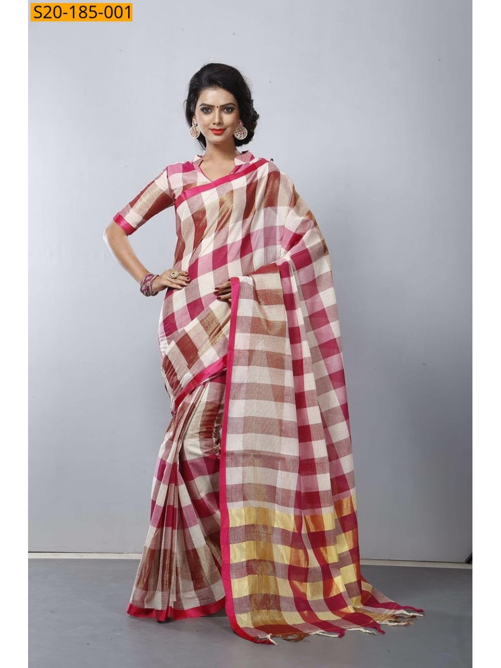 Kanchi Cotton Checks Sarees