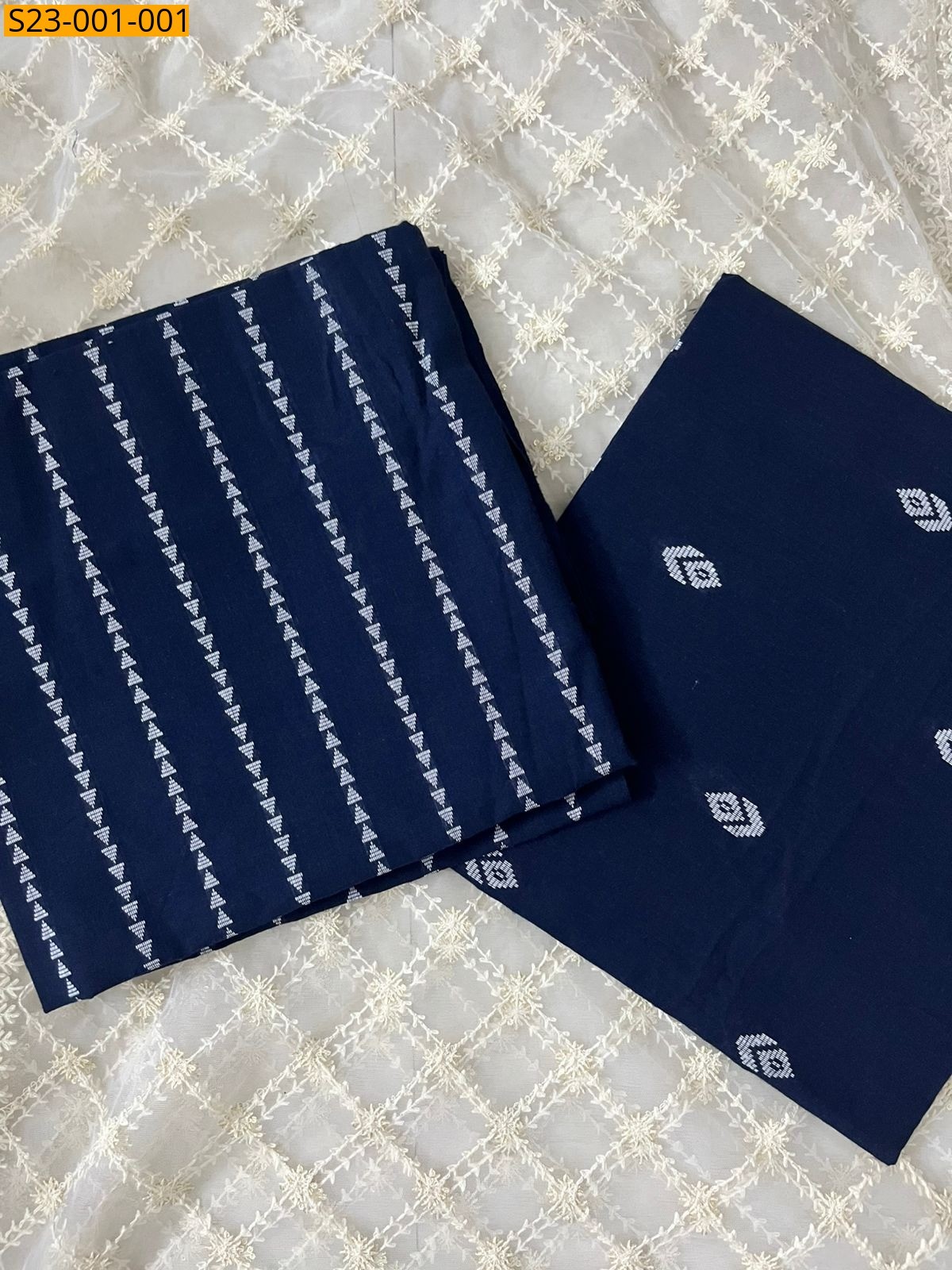 Navy Blue Fancy Mangalgiri Cotton Coord set material