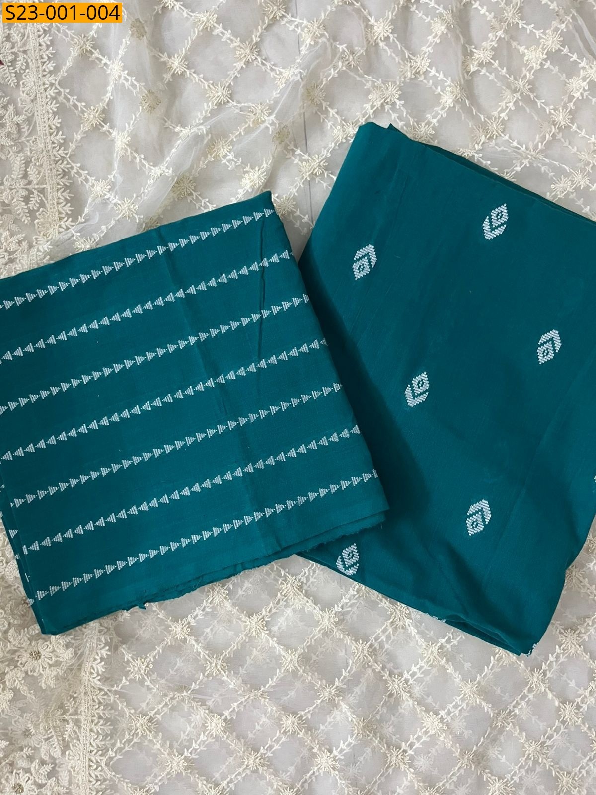 Rama Blue Fancy Mangalgiri Cotton Coord set material
