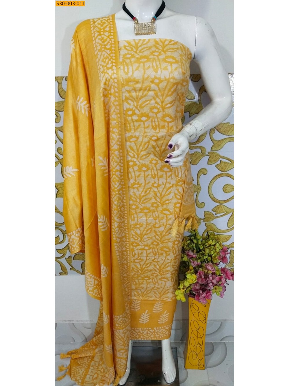 Dupion Slub Batik Printed Suit  