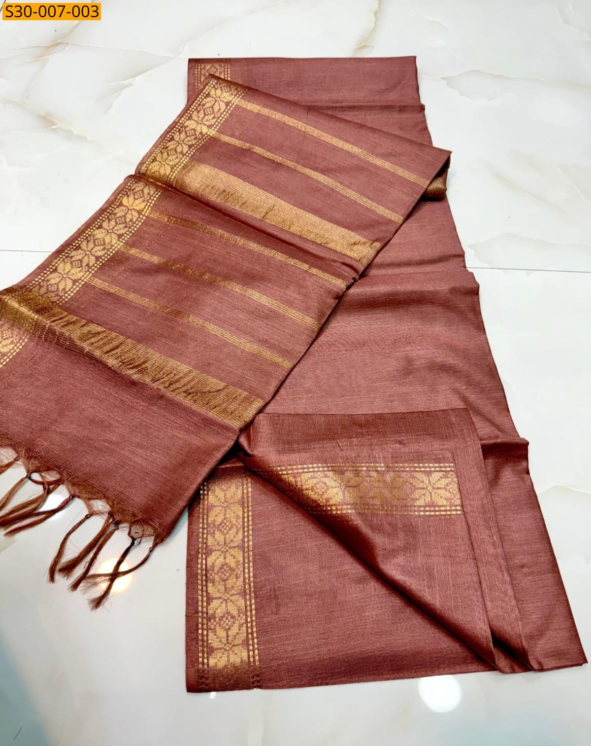 Peach Kota silk saree