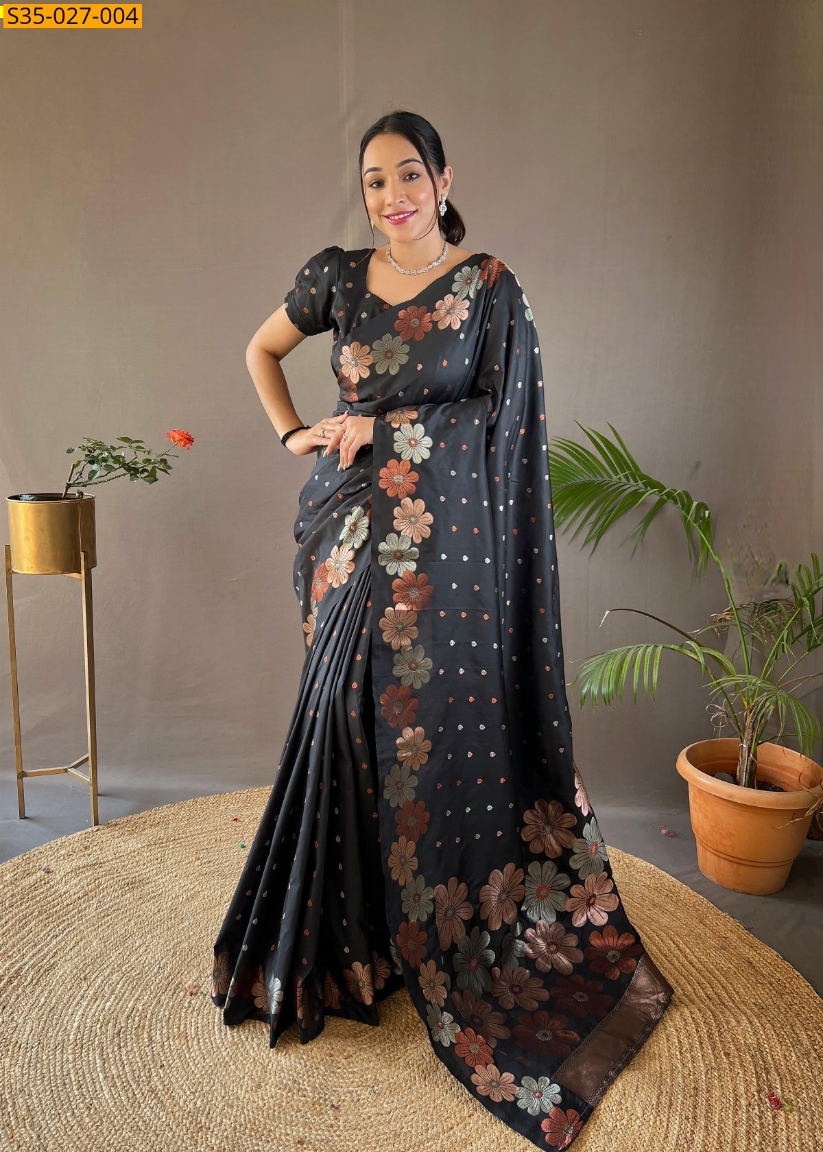 Black Fancy Soft silk saree