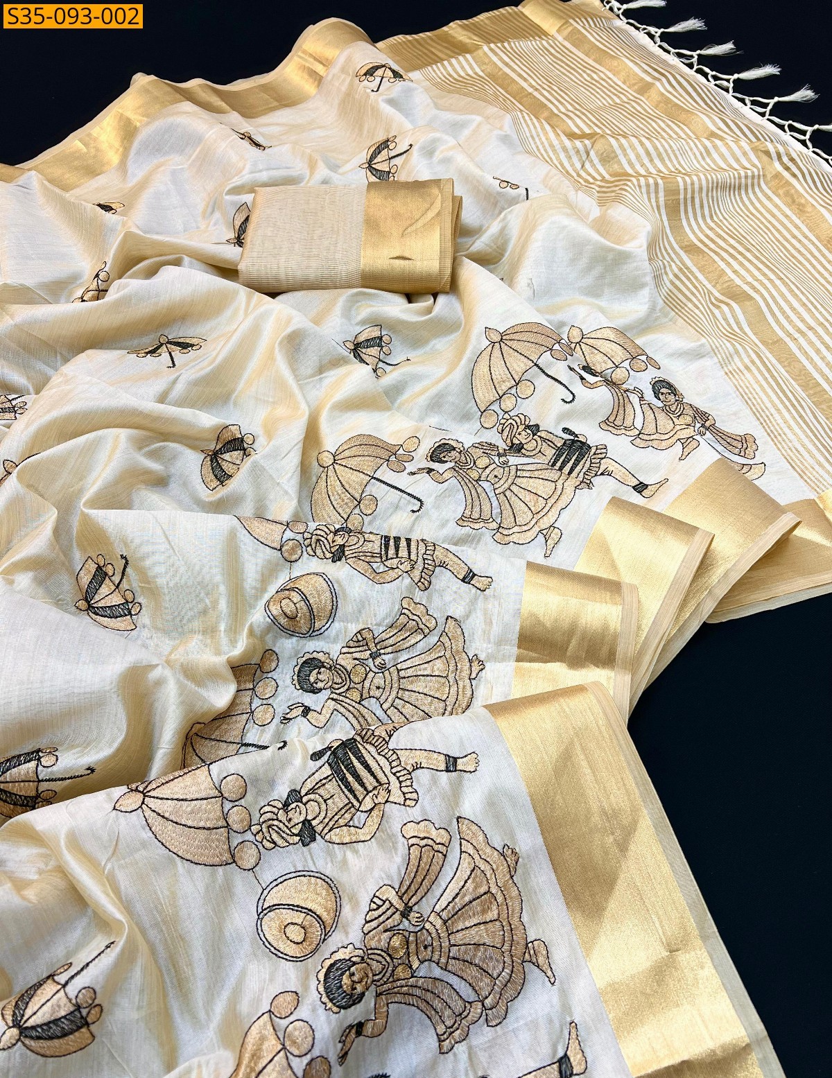 Half White Soft tussar silk sarees
