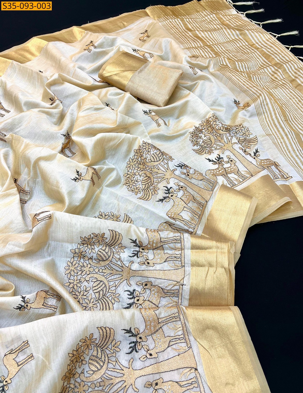 Half White Soft tussar silk sarees