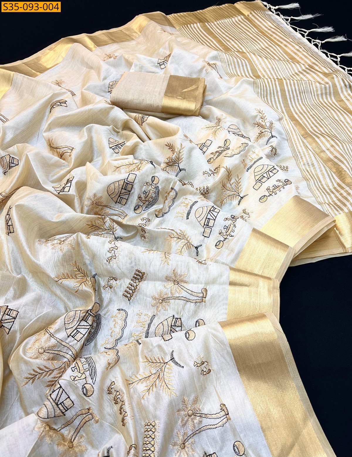 Half White Soft tussar silk sarees