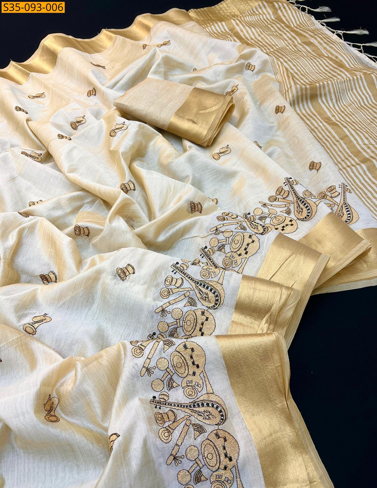 Half White Soft tussar silk sarees