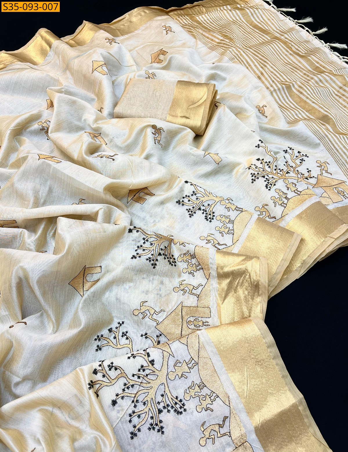 Half White Soft tussar silk sarees