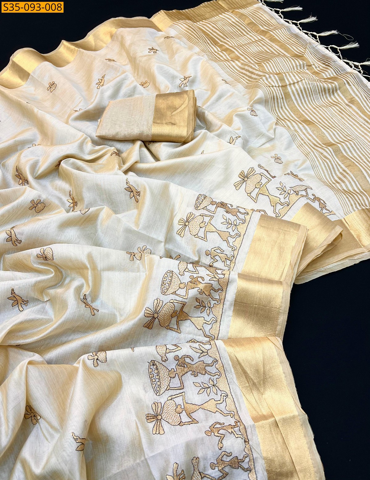 Half White Soft tussar silk sarees
