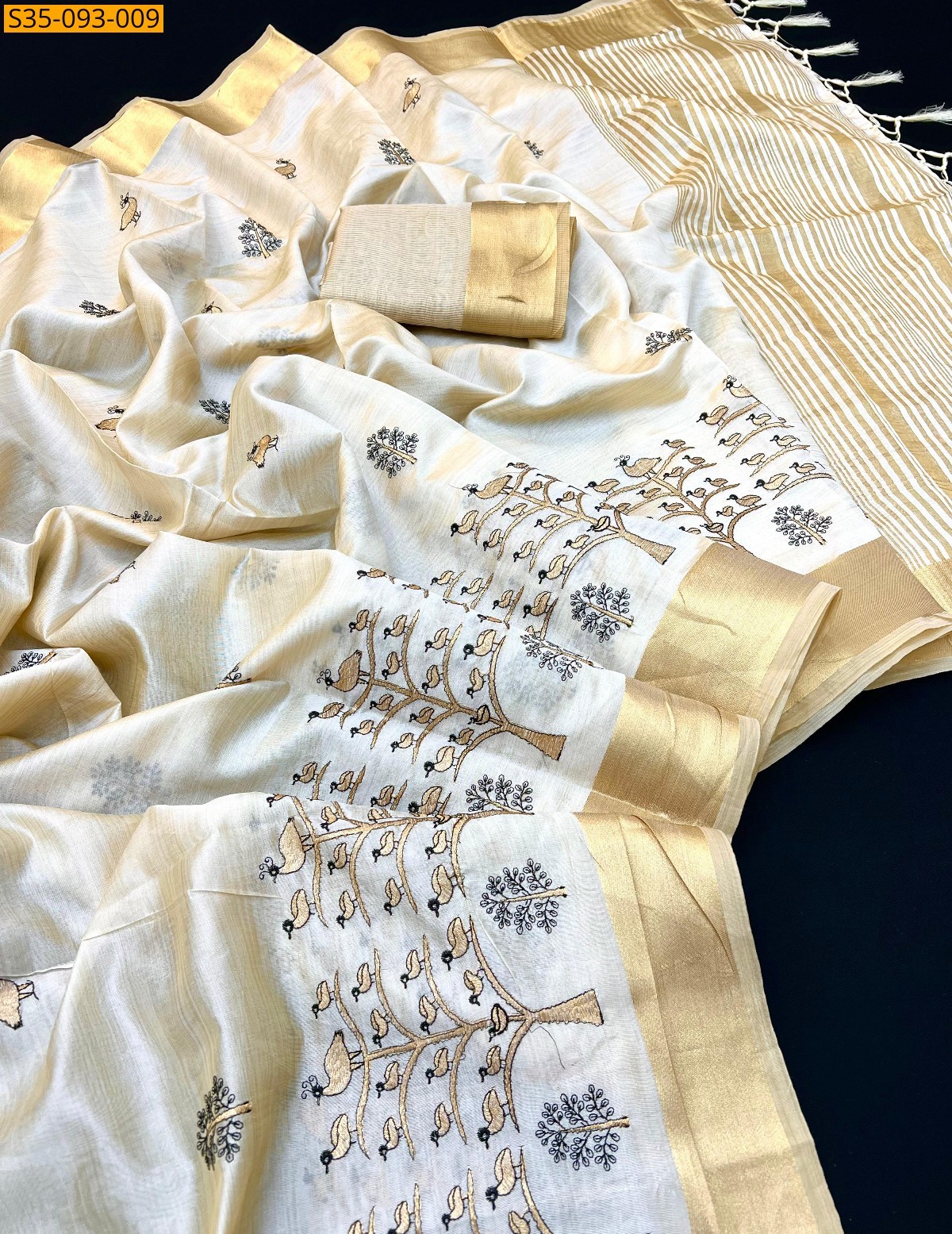 Half White Soft tussar silk sarees