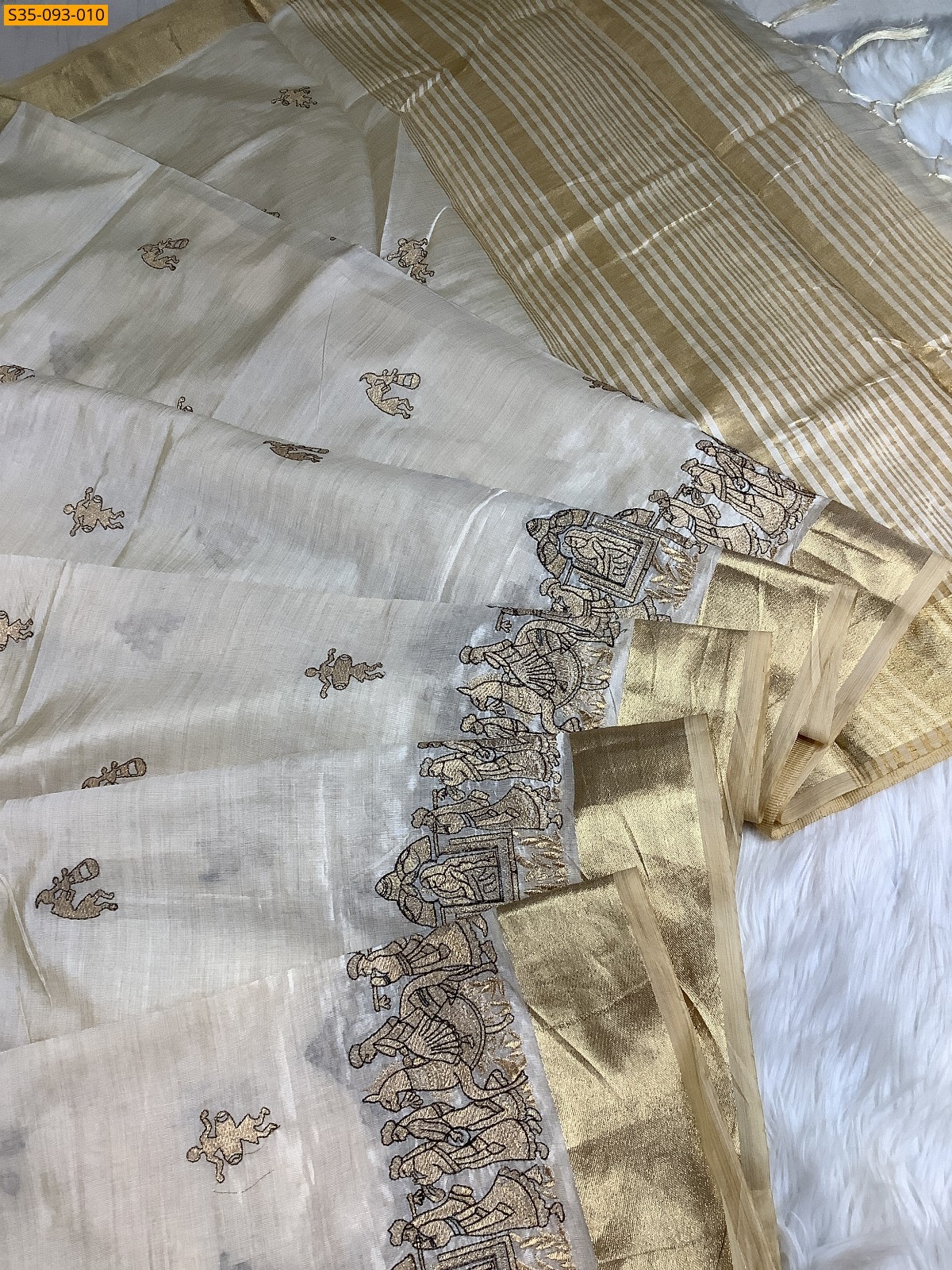 Half White Soft tussar silk sarees