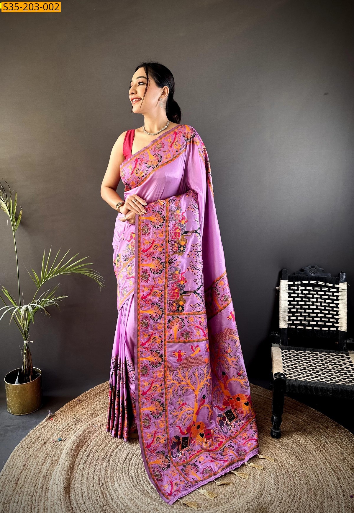 Pink Pashmina silk sarees